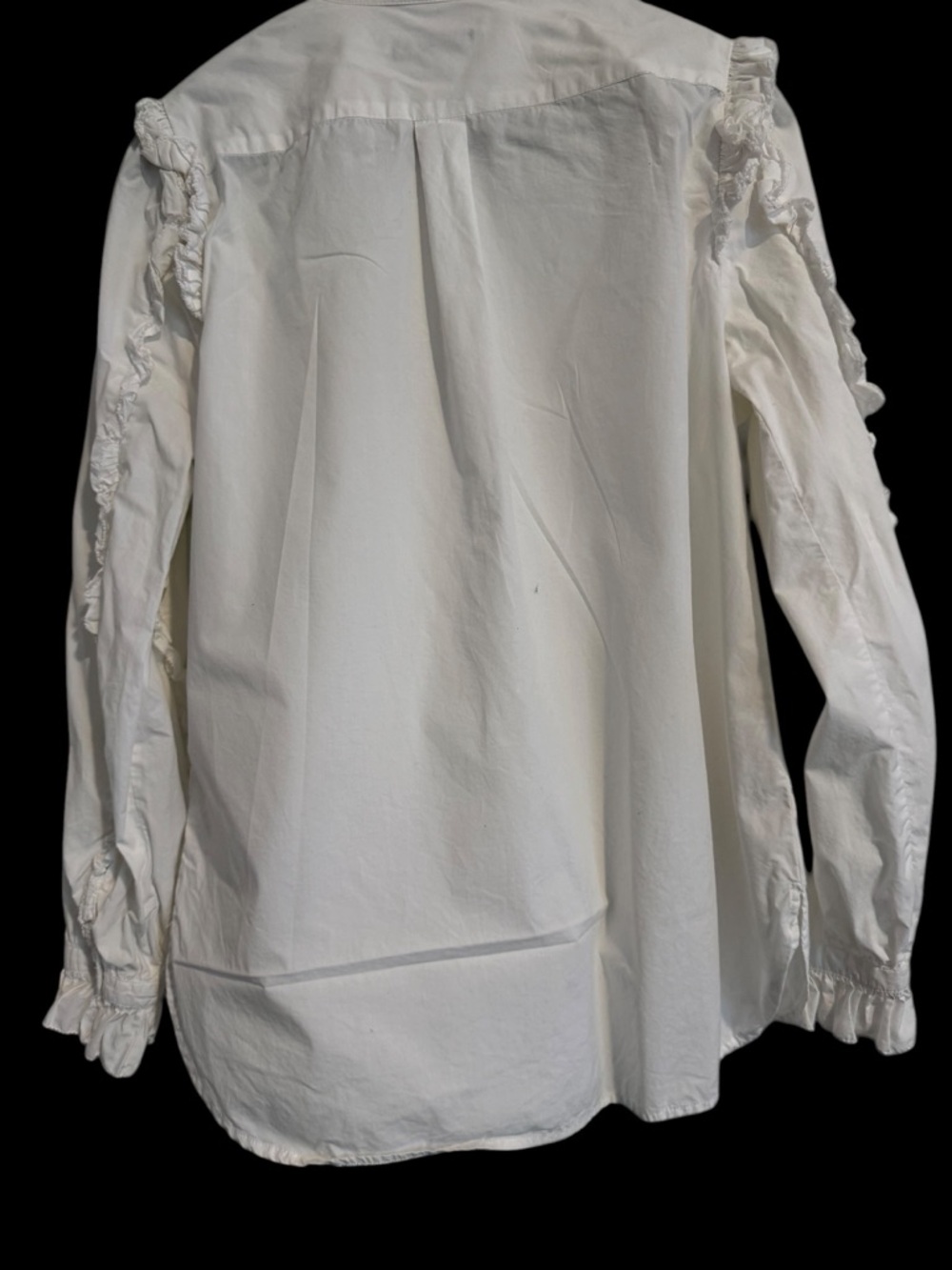 J. Crew White Ruffle Half-Way Button-Down Blouse - Picture 2 of 4